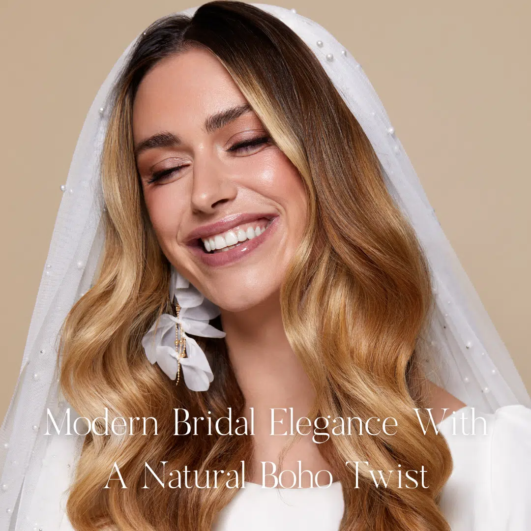 natural soft browns bridal makeup with a natural gloss lip